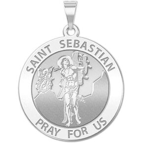 PicturesOnGold.com Saint Sebastian Religious Medal - 2/3 Inch Size of Dime, Sterling Silver