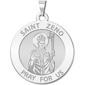 PicturesOnGold.com Saint Zeno Religious Medal - 3/4 Inch Size of a Nickel -Sterling Silver