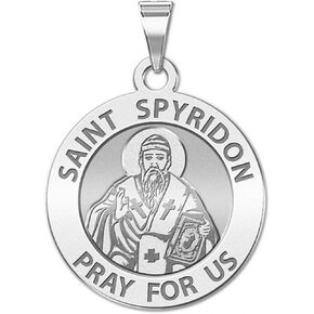 PicturesOnGold.com Saint Spyridon Religious Medal - 1 Inch Size of a Quarter -Sterling Silver