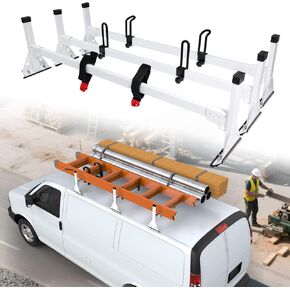 MELIPRON 800LBS Van Roof Rack Fit for Chevy Express 1500/2500/3500 GMC Savana, Steel Ladder Rack for Van Without Adjustment