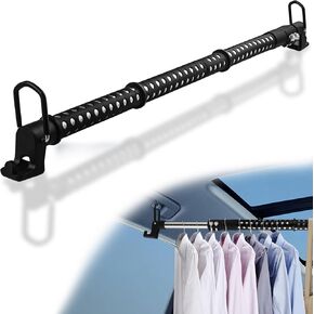 Clothes Rack for Car Telescopic, Car Clothes Hanger Bar Travel Long 34"-54" Thickened Stainless Steel Tube Wrap Non-Slip Rubber Sturdy Cothes Rod for Car Two Types of Hang for RVs Cars Trucks Vans