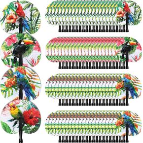 Taiyin 48 Pack Paper Hand Fans Decorative Folding Handheld Fans Party Supplies for Summer Holiday Wedding Birthday Party Decor Travel Camping Employee Gift DIY Crafts