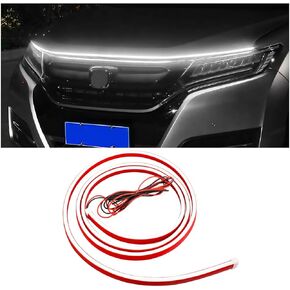 Car Hood Light Strip, 59 Inch Flexible Vehicle LED Daytime Running Strip Light with Dynamic Scan, Waterproof Auto Exterior Hoodbeam Headlight Accessories, Universal for Most Cars (White)