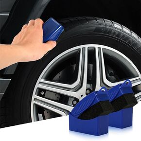 2PCS Tire Shine Applicator, Tire Dressing Applicator, Tire Polishing Cleaning Foam Applicators with Rectangular Box, Car Wheel Dressing Shine Sponge for Vehicle Waxing Polishing Cleaning