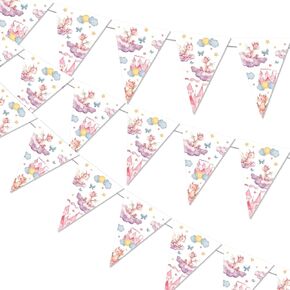 Dragon Birthday Decorations for Girls, 3Pcs Dragon Pennant Banners a Little Dragon is on Her Way Baby Shower Decorations Pink Dragons Themed Triangle Bunting Flags for Baby Shower Birthday Party