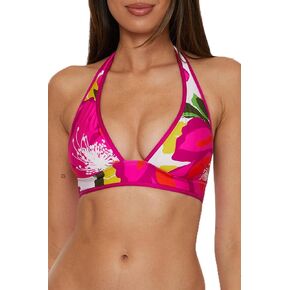 Trina Turk Women's Bloom Reversible Bikini Top, Floral Print, Adjustable, Tie Back, Swimwear Separates
