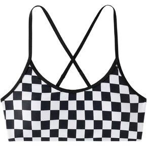 SOLY HUX Women's Summer Checkerboard Print Bikini Top Spaghetti Straps Bathing Suit Tops Beach Vacation Clothes