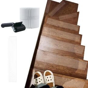 Non-Slip Stair Treads Tape, Indoor Outdoor Safety Strips with Roller, Adhesive (Clear, 6 * 24in)