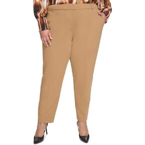 Calvin Klein Womens Plus High Rise Ankle Straight Leg Pants Brown 16W