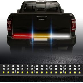 60" Tailgate Light Bar, Aluminum Frame Triple Row LED Tailgate Light Strip for Trucks with Red Running Brake Lights White Reverse Sequential Amber Turn Signal, IP68 Waterproof