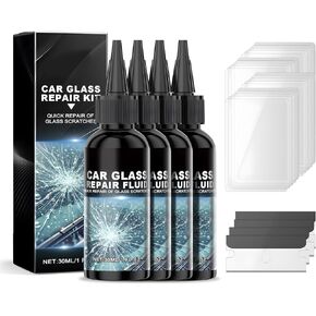 Windshield Repair Kit for Chips and Cracks: 4 PCS Windshield Crack Repair Kit - Glass Repair Kit Windshield Chip Repair Kit to Fix Chips, Cracks, Bulls-Eye,Star-Shape Cack