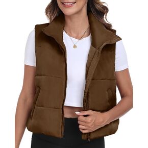 Memorose Puffer Vest for Women Winter Outwear Jacket Cropped Sleeveless Lightweight Fashion Fall Coat with Pockets