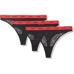 HUGO Women's 3-Pack Repeat Logo Lace Thongs