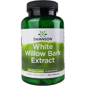 Swanson White Willow Bark Extract - Promotes Joint Support and Muscle Relief - Standardized to 15% Salicin - Natural Supplement with No Stomach Irritation - (120 Capsules, 500mg Each)