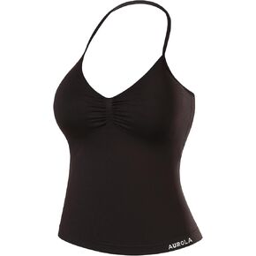 AUROLA Influence Longline Strappy Workout Halter Tops for Women,Removable Cups Padded Bras Impact Gym Yoga Sleeveless Top