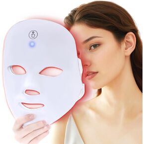Blue Light Therapy Mask for Face Acne, Red LED Light Therapy Device, 7-1 Colors LED Facial Skin Care Mask at Home, Built-in Rechargeable Battery,Portable,Cordless