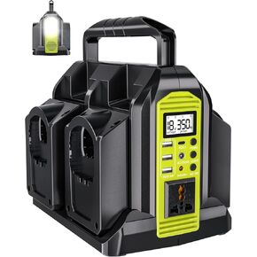 Taingwei 350W Leverter لبطارية Ryobi 18V ، 4 شركات DC 18V إلى AC 110-120V Battern Helperter مع 3 منفذ USB-A ، منفذ USB-C 1 ، ضوء 300LM LED لحالات الطوارئ في الهواء الطلق (أداة فقط)) in Kuwait