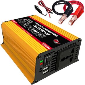 3000 Watt Inverter, Inversor De Corriente 3000w, Car Power Cigarette Lighter Inverter, Auto Dual USB Fast Charge with Modified SineWave Output and US Plug Adapter for Cigarette Lighter Socket