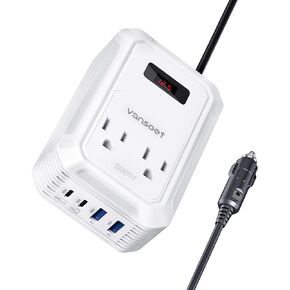 200W Car Power Inverter DC 12V to 110V AC Inverter with PD 65W/30W USB C & 2 QC 18W USB Ports & 2 AC Outlets,Car Pluɡ Adapter Outlet for Laptop/Phone/Road Trip