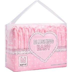 Littleforbig Printed Adult Brief Diapers 10 Pieces - Blushing Baby Pink(M)