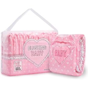 Littleforbig Printed Adult Brief Diapers 10 Pieces - Blushing Baby Pink(M) in Saudi Arabia