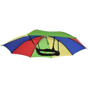 Brightly Colored Collapsible Umbrella Cap Rainbow Waterproof Fishing Sun Golfing Hat Adults & Kids