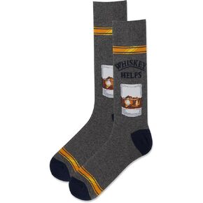 جوارب Whisky Helps Crew للرجال من Hot Sox، عبوة زوج واحد، Whisky Helps (رمادي)، مقاس الحذاء الرجالي: 6.5-12 in Saudi Arabia