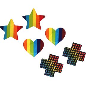 Rainbow Pasties Pack - 3 Pairs Fun Nipple Covers for Pride, Parties, Raves, Festivals, Disposable