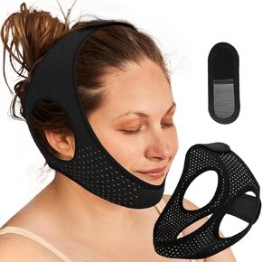 Anti Snoring Chin Strap for Sleeping, Airflow Jaw Strap for Sleep Apnea, Effective Anti Snoring Solution for Men and Women, Anti Snoring Devices Mouth Strips for Sleeping, Black, 54CM