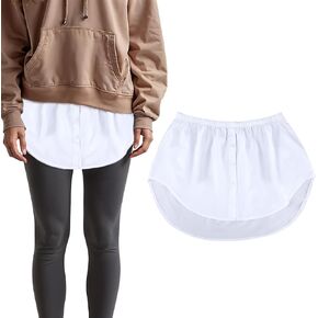 Women's Shirt Extender Mini Adjustable Underskirt Removable Layering Half Length Underskirt with Buttons White