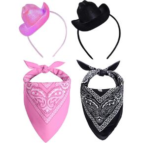 Mini Cowgirl Hat for Women Cowboy Hat With Bandana Cowgirl Accessories Halloween Western Party Supplies