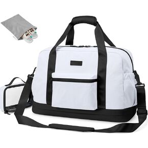 LOVEVOOK Gym Bag for Women, Weekender Overnight Bag With Shoe Compartment, Travel Duffel Bag with Trolley Sleeve, Personal Item Bag, Workout Dance Bag- Khaki