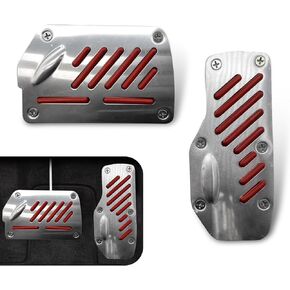 2 PCS Car Brake Pedal Cover, Universal Automatic Transmission Pedal Covers, Non-Slip Aluminum alloy Car Accelerator Clutch Pedal Cover, Suitable for Most Cars, SUVs, Trucks (Red)