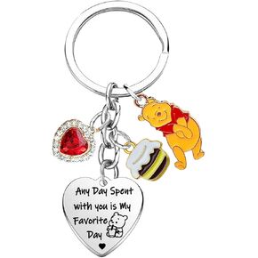 Nzztont Honey Bear Keychain Hoeny Charm Keychain for Bear Lovers Gifts Cute Cartoon Accessories for Best Friends Daughter Sister Birthday Gifts Cartoon Jewelry for Women