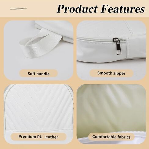 Womens Backpack, PU Women’s Backpack Ladies Backpack for Women, Elegant Leather Backpack with Adjustable Strap (white) in Kuwait