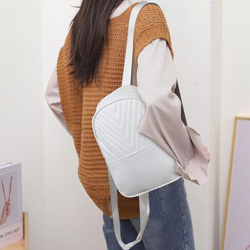 Womens Backpack, PU Women’s Backpack Ladies Backpack for Women, Elegant Leather Backpack with Adjustable Strap (white) in Kuwait