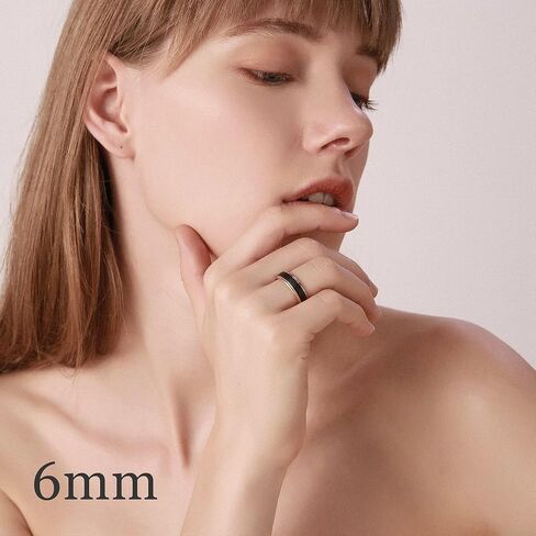 Ulan Moron Personalized Couple Ring 4mm 6mm 8mm Wedding Ring for Men Free Custom Engraved Tungsten Carbide Black Matte Satin Finish 18K Rose Gold Plated in Kuwait