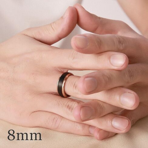 Ulan Moron Personalized Couple Ring 4mm 6mm 8mm Wedding Ring for Men Free Custom Engraved Tungsten Carbide Black Matte Satin Finish 18K Rose Gold Plated in Kuwait
