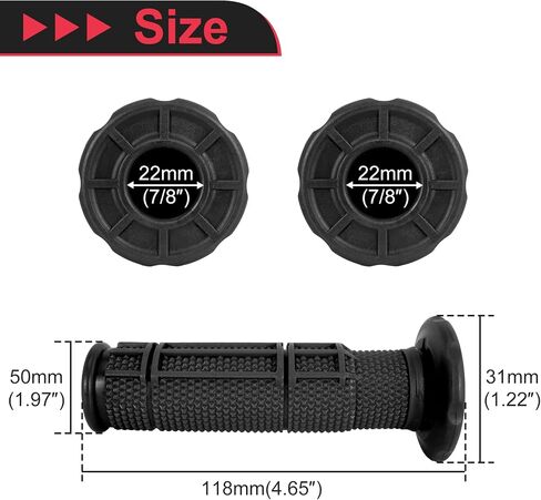 RUTU 7/8" ATV Grips 22mm Handlebar Grips with Anti-Slip Tread, TPR Rubber Quad Grips, Universal Fit for ATV, Quad, 4 Wheeler in Saudi Arabia