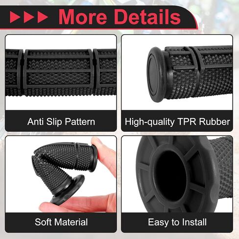 RUTU 7/8" ATV Grips 22mm Handlebar Grips with Anti-Slip Tread, TPR Rubber Quad Grips, Universal Fit for ATV, Quad, 4 Wheeler in Saudi Arabia