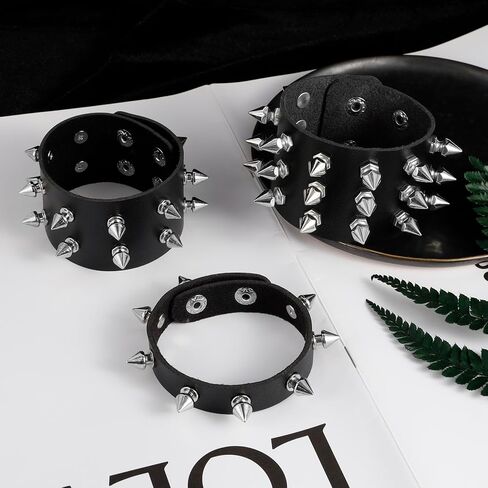 Milakoo 3 Pieces Spike Cuff Bracelet Bangle for Women Men Punk Rock Gothic Bracelet Adjustable in Saudi Arabia