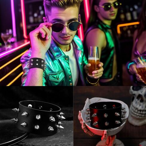 Milakoo 3 Pieces Spike Cuff Bracelet Bangle for Women Men Punk Rock Gothic Bracelet Adjustable in Saudi Arabia