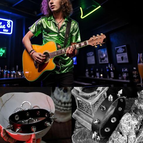 Milakoo 3 Pieces Spike Cuff Bracelet Bangle for Women Men Punk Rock Gothic Bracelet Adjustable in Saudi Arabia