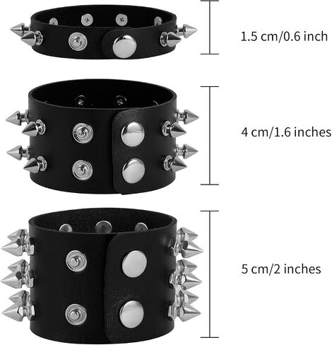 Milakoo 3 Pieces Spike Cuff Bracelet Bangle for Women Men Punk Rock Gothic Bracelet Adjustable in Saudi Arabia