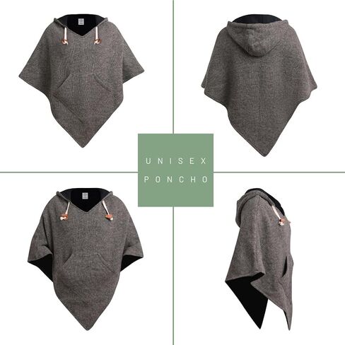 virblatt - Poncho Men and Poncho Women | Wool & Fleece | Wool Poncho Men | Unisex | Mens Poncho Hooded Pancho Winter in Kuwait