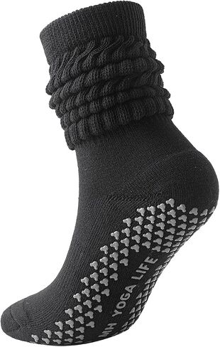 Pilates Socks with Grips Non-slip Slouch Socks with Grip Socks for Women Yoga, Barre, Dance, Fitness, Workouts in Saudi Arabia