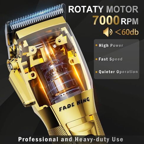 Fadeking® Professional Hair Clippers for Men - Cordless Hair Clippers ، LCD عرض Clippers Clippers لقطع الشعر والرجال مع حالة السفر (الذهب+البرونز) in Kuwait