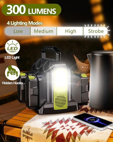Taingwei 350W Leverter لبطارية Ryobi 18V ، 4 شركات DC 18V إلى AC 110-120V Battern Helperter مع 3 منفذ USB-A ، منفذ USB-C 1 ، ضوء 300LM LED لحالات الطوارئ في الهواء الطلق (أداة فقط)) in Kuwait