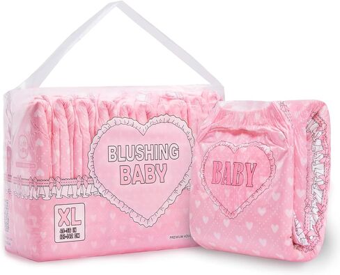 Littleforbig Printed Adult Brief Diapers 10 Pieces - Blushing Baby Pink(M) in Saudi Arabia