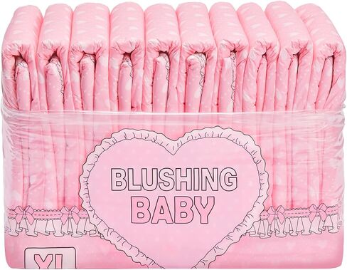Littleforbig Printed Adult Brief Diapers 10 Pieces - Blushing Baby Pink(M) in Saudi Arabia